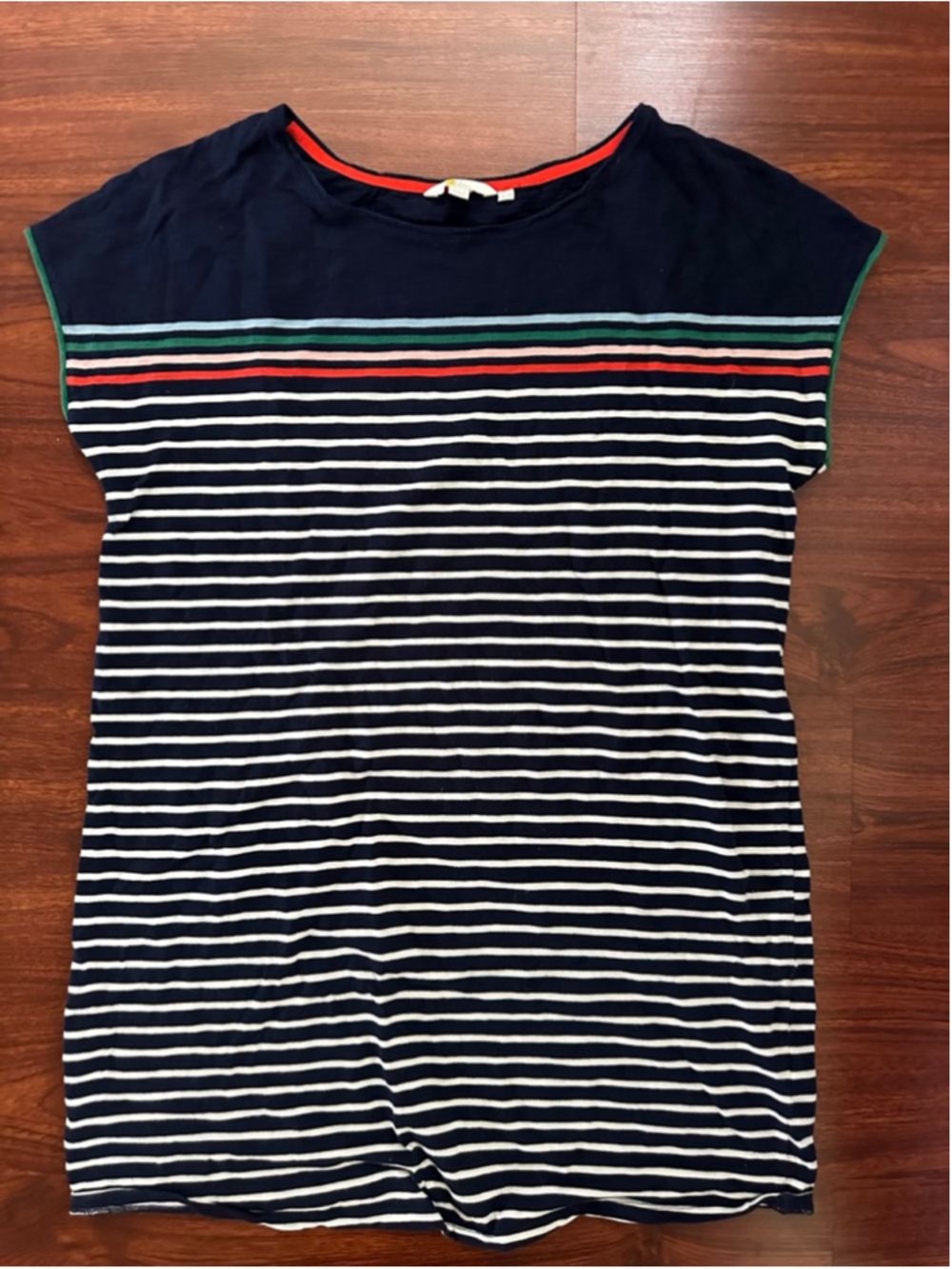 Women's Boden Navy & White Striped Short Sleeve Dress Size 14